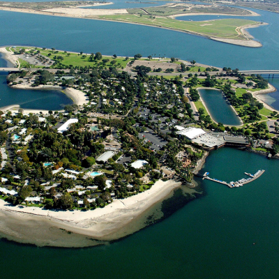 Aerial view of Paradise Point resort