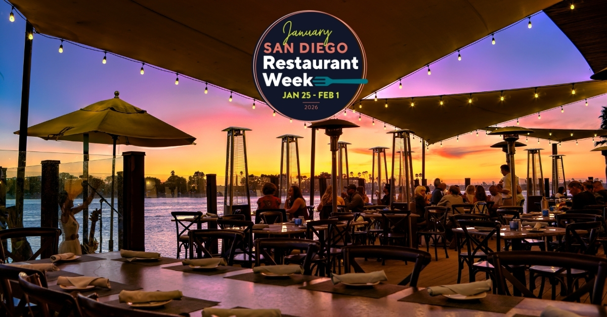 waterfront sunset dining with market lighting